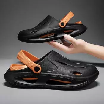 Новые цветные сандалии на толстой подошве, летние нескользящие пляжные уличные тапочки на мягкой подошве, протекающая обувь для мужчин 42-43