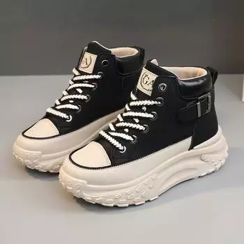 Новые цветные женские туфли с блокировкой, осенние, средней высоты, дышащие и увеличивающие рост, на толстой подошве, спортивная и досуговая обувь, обувь в маленьком ароматном стиле 35 белый