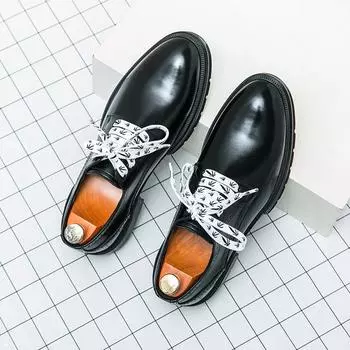 Новые деловые кожаные туфли, модные оксфорды, мужские офисные туфли, низкие туфли на шнуровке, люксовые бренды, джентльменские свадебные туфли 38 чёрный