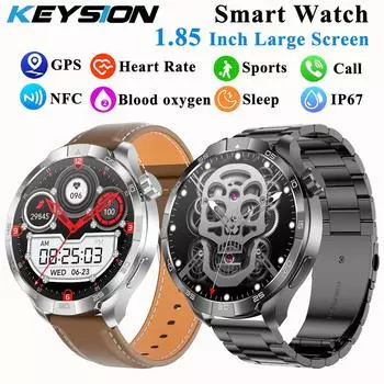 Новые деловые умные часы для мужчин 1,85 Ultra HD Bluetooth Call 410 мАч артериальное давление кислород в крови GPS трек компас NFC SmartWatch