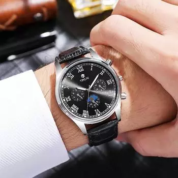 Новые деловые водонепроницаемые часы с поясом, мужские модные светящиеся часы, кварцевые часы Spot