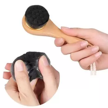 Новые деревянные щетки для массажа лица, средство для умывания лица, средство для ухода за кожей, односторонняя щетка для очищения лица, портативная щетка для лица чёрный