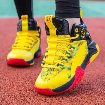 Новые детские баскетбольные кроссовки — тренировочная и соревновательная обувь для детей среднего и старшего возраста — спортивная обувь с высоким верхом из сетки для мальчиков и девочек 31