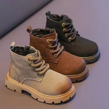 новые детские ботинки martin на мягкой подошве кожаные ботинки 26 чёрный