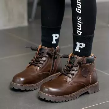 Новые детские ботинки, нескользящие ботинки Martin для улицы, женские повседневные короткие кожаные ботинки на молнии для мальчиков и студентов, модные ботинки для детей 35
