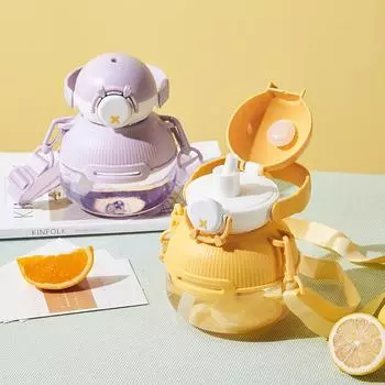 Новые детские чашки с утиным дном милые и соломенные космические чашки для переноски. 900ml жёлтый