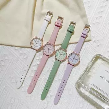 Новые детские часы популярные Новые часы с ремешком из искусственной кожи Кварцевые наручные часы Мультяшные часы в новом стиле для девочек фиолетовый