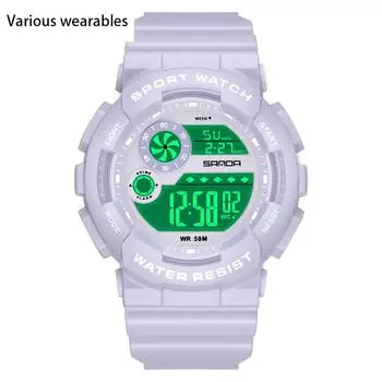 Новые детские часы с ручным механизмом, многофункциональные спортивные, водонепроницаемые, для студентов, для мужчин и женщин, с будильником, светящиеся часы