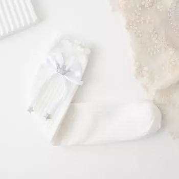 Новые детские длинные носки с бантом для девочек, весна-осень, хлопковые, выше колена, высокие кавайные носки, милые блестящие носки с короной и звездами для малышей в стиле Лолиты Free (3-12Year)