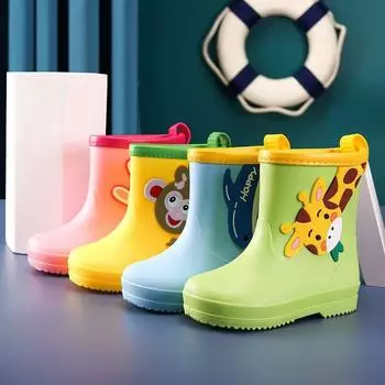 Новые детские дождевики, мягкие резиновые детские водные сапоги, бархатные теплые нескользящие дождевики для младенцев и маленьких детей, водные сапоги для девочек 15 жёлтый