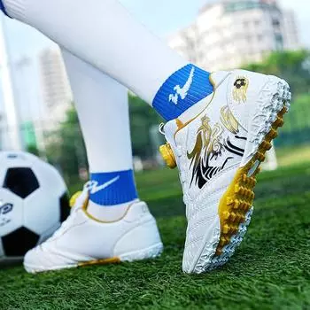 Новые детские футбольные бутсы с сетчатой вращающейся пряжкой, сломанные ногти, тренировочные бутсы для мальчиков, учеников начальной и средней школы, мальчиков и девочек, нескользящие 28 небесно-голубой