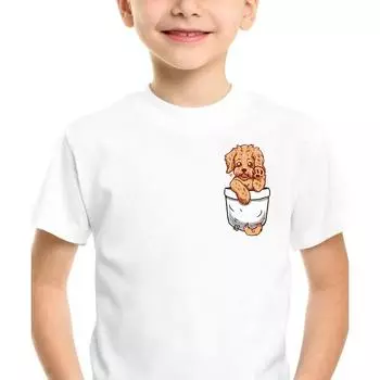 Новые детские футболки с карманами для собак и принтами домашних животных для мальчиков и девочек от 2 до 12 лет, детские футболки с короткими рукавами, милая футболка с героями мультфильмов 4T