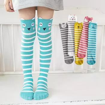 Новые детские гольфы средней и высокой трубочки с рисунком лисы и кролика для девочек, хлопковые носки 42CM