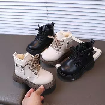 Новые детские хлопковые ботинки для мальчиков и младенцев Большие хлопковые ботинки для девочек Теплые короткие ботинки 21 белый