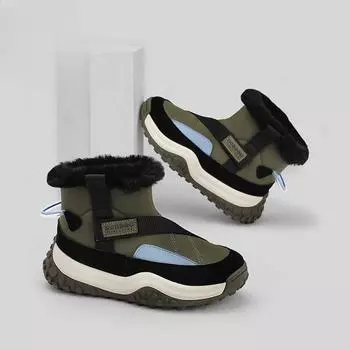 Новые детские хлопковые ботинки с плюшевым утеплителем, хлопковые сапоги 28 чёрный