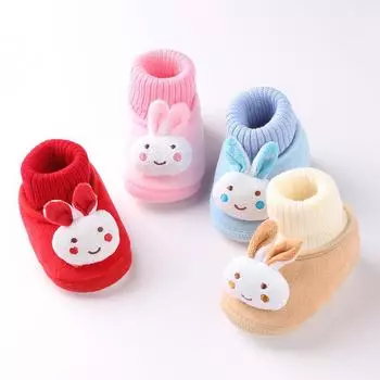 Новые детские хлопковые туфли: Милый дизайн с кроликом для мальчиков и девочек, мягкая подошва, идеально подходит для весны, осени и зимы 135; 12 красный