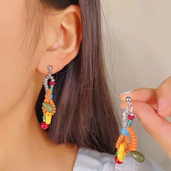 Новые детские красочные серьги-цветы из бисера простые модные женские серьги праздничные подарки на вечеринку как