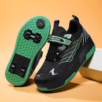 Новые детские кроссовки-ролики, молодежные роликовые коньки, четырехколесные коньки с тормозами, кроссовки с выдвижными колесиками 29