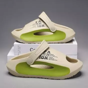 Новые детские мужские летние садовые туфли, детские сандалии с отверстиями из Евы, шлепанцы, тапочки для мальчиков и девочек, домашние пляжные шлепанцы, обувь больших размеров 28 хаки