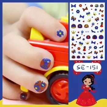 Новые детские наклейки для ногтей принцессы с героями мультфильмов, блестящие разноцветные цветы, наклейка «сделай сам», детская игрушка, каваи, украшения для девочек