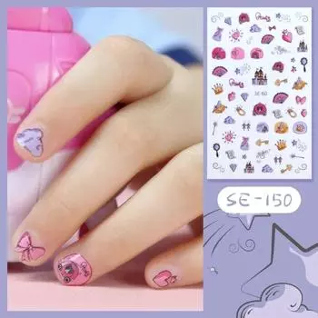 Новые детские наклейки для ногтей принцессы с героями мультфильмов, блестящие разноцветные цветы, наклейка «сделай сам», детская игрушка, каваи, украшения для девочек