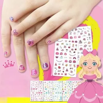 Новые детские наклейки для ногтей принцессы с героями мультфильмов, блестящие разноцветные цветы, наклейка «сделай сам», детская игрушка, каваи, украшения для девочек