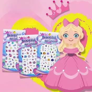Новые детские наклейки для ногтей принцессы с героями мультфильмов, блестящие разноцветные цветы, наклейка «сделай сам», детская игрушка, каваи, украшения для девочек