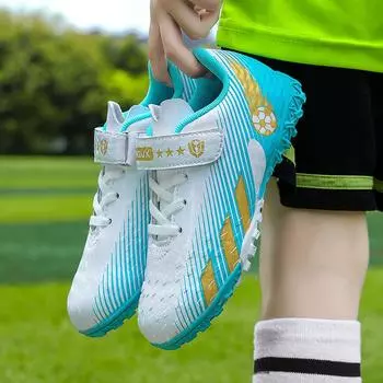 Новые детские осенние кожаные футбольные бутсы для мальчиков и девочек - нескользящая спортивная обувь на липучках 31