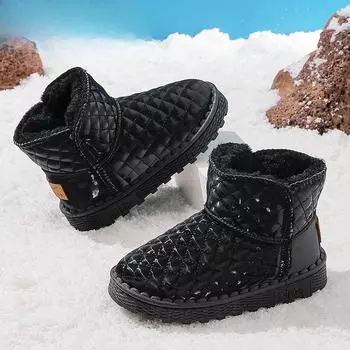 Новые детские плюшевые хлопковые ботинки, толстые зимние ботинки для мальчиков 26