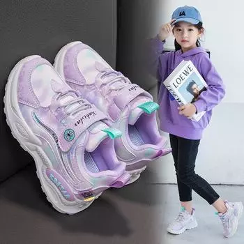 Новые детские повседневные дышащие кроссовки для девочек с мягкой подошвой и кожаной поверхностью, легкие кроссовки 26