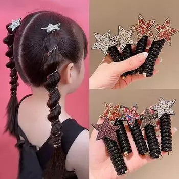Новые детские резинки для волос для девочек со стразами и пентаграммой, звездой, резинка для волос A6