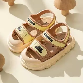 Новые детские сандалии, летние домашние нескользящие мягкие сандалии с рисунком для девочек и мальчиков в ванной, классная швабра 21 чёрный