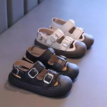 Новые детские сандалии летние пэчворк детские повседневные девушки вырезы спортивная обувь модные однотонные мальчики прогулочные пляжные сандалии 23 бежевый