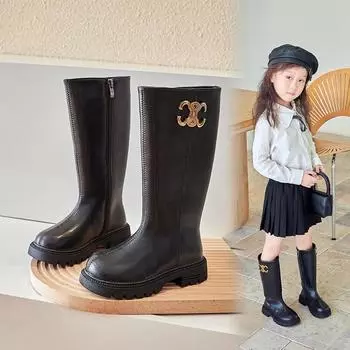 новые детские сапоги для верховой езды, детские кожаные сапоги 26 бежевый