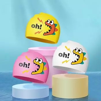 Новые детские силиконовые шапочки для плавания для мальчиков и девочек, симпатичная мультяшная шапочка для плавания, водонепроницаемая, для защиты ушей, для детей, для плавания