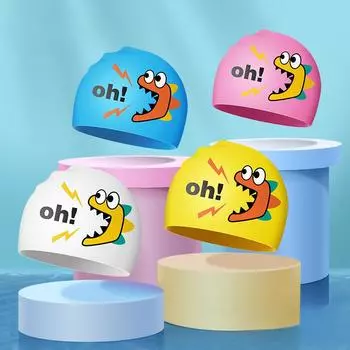 Новые детские силиконовые шапочки для плавания для мальчиков и девочек, симпатичная мультяшная шапочка для плавания, водонепроницаемая, для защиты ушей, для детей, для плавания