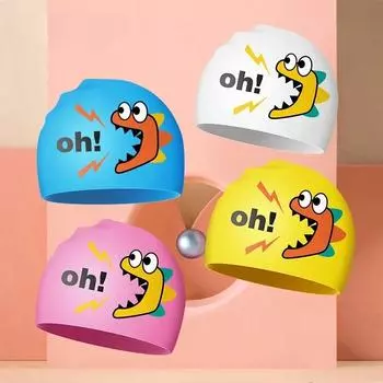 Новые детские силиконовые шапочки для плавания для мальчиков и девочек, симпатичная мультяшная шапочка для плавания, водонепроницаемая, для защиты ушей, для детей, для плавания