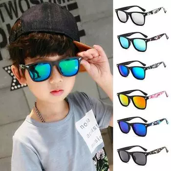 Новые детские солнцезащитные очки, цветные светоотражающие зеркальные солнцезащитные очки, детские очки для мальчиков и девочек с защитой от ультрафиолета UV400, солнцезащитные очки зелёный