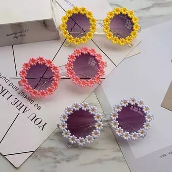 Новые детские солнцезащитные очки для маленьких девочек с цветочным узором, весенне-летние детские розовые круглые солнцезащитные очки для пляжных вечеринок и путешествий Green Glasses only