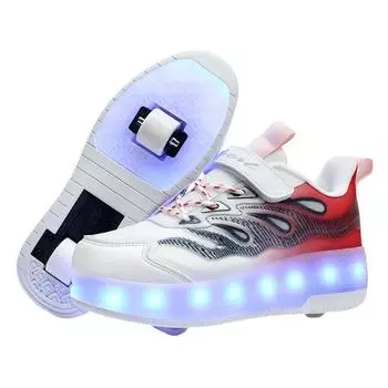 Новые детские туфли-беглецы Интернет-знаменитости Мальчики и девочки с колесами Невидимая обувь Двойные роликовые коньки Автоматическая кнопка Shrink 29