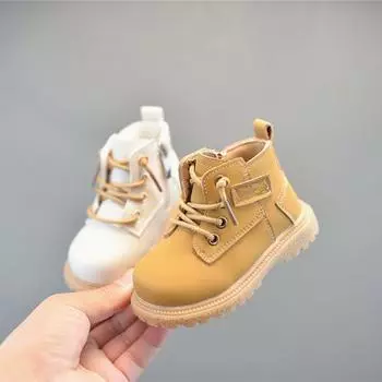 Новые детские туфли желтые для мальчиков в английском стиле для девочек маленькие желтые туфли для малышей не могут пинать ботинки Martin Ankle Boots 15 жёлтый