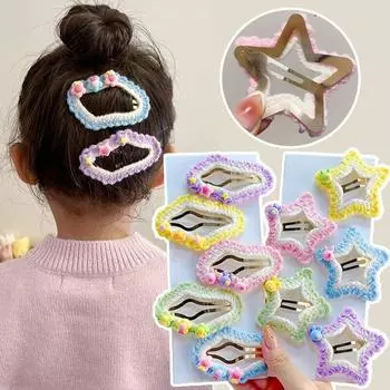 Новые детские заколки для волос с милыми мультяшными облаками и звездами, модные вязаные заколки для волос, детские заколки для волос, детские аксессуары для волос, головные уборы