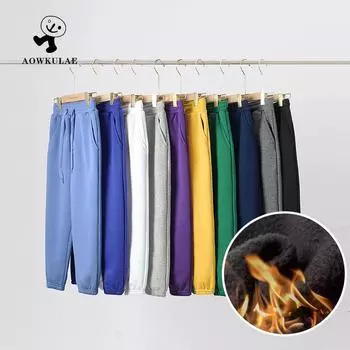 Новые детские зимние брюки из бархата - для мальчиков и девочек, плотные теплые повседневные брюки, однотонные 160 cm абрикосовый