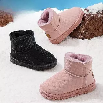 Новые детские зимние плюшевые хлопковые ботинки, толстые зимние ботинки для мальчиков 26
