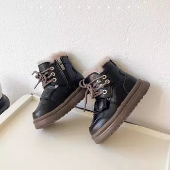 Новые детские зимние сапоги осенне-зимняя мода для мальчиков и девочек бархатные теплые ботинки для хлеба средние и большие детские хлопковые сапоги оптом 26 белый