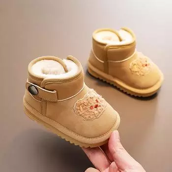 Новые детские зимние сапоги с плюшевым утеплителем и мягкой подошвой для зимней детской хлопковой обуви 22 бежевый