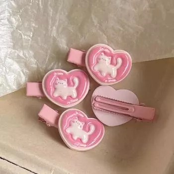 Новые девушки, милая заколка для волос в виде кошачьего сердца, детские милые розовые заколки в виде утконоса, милый милый мультяшный котенок, повязка на голову, зажим, аксессуары для волос onesize