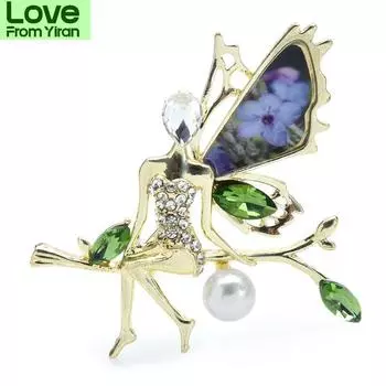 Новые дизайнерские броши-феи для женщин, леди, цветные стразы, жемчуг, ангел, вечеринка, повседневная брошь-булавка, подарки