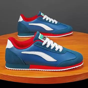 Новые дизайнерские мужские синие кроссовки, удобные замшевые кроссовки для бега, дышащие мужские винтажные кроссовки, нескользящие, на шнуровке, мужские повседневные кроссовки 39