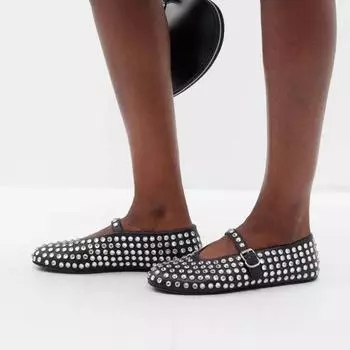 Новые дизайнерские туфли 2024 года Water Diamond Rivet Mary Jane Ballet Shoes Women Flats Comfortable Ballet Shoes for Women Lolita Shoes 35 чёрный